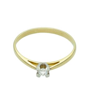 Złoty pierścionek zaręczynowy 585 z brylantem 0,10 ct, rozmiar 17 Au.jpg